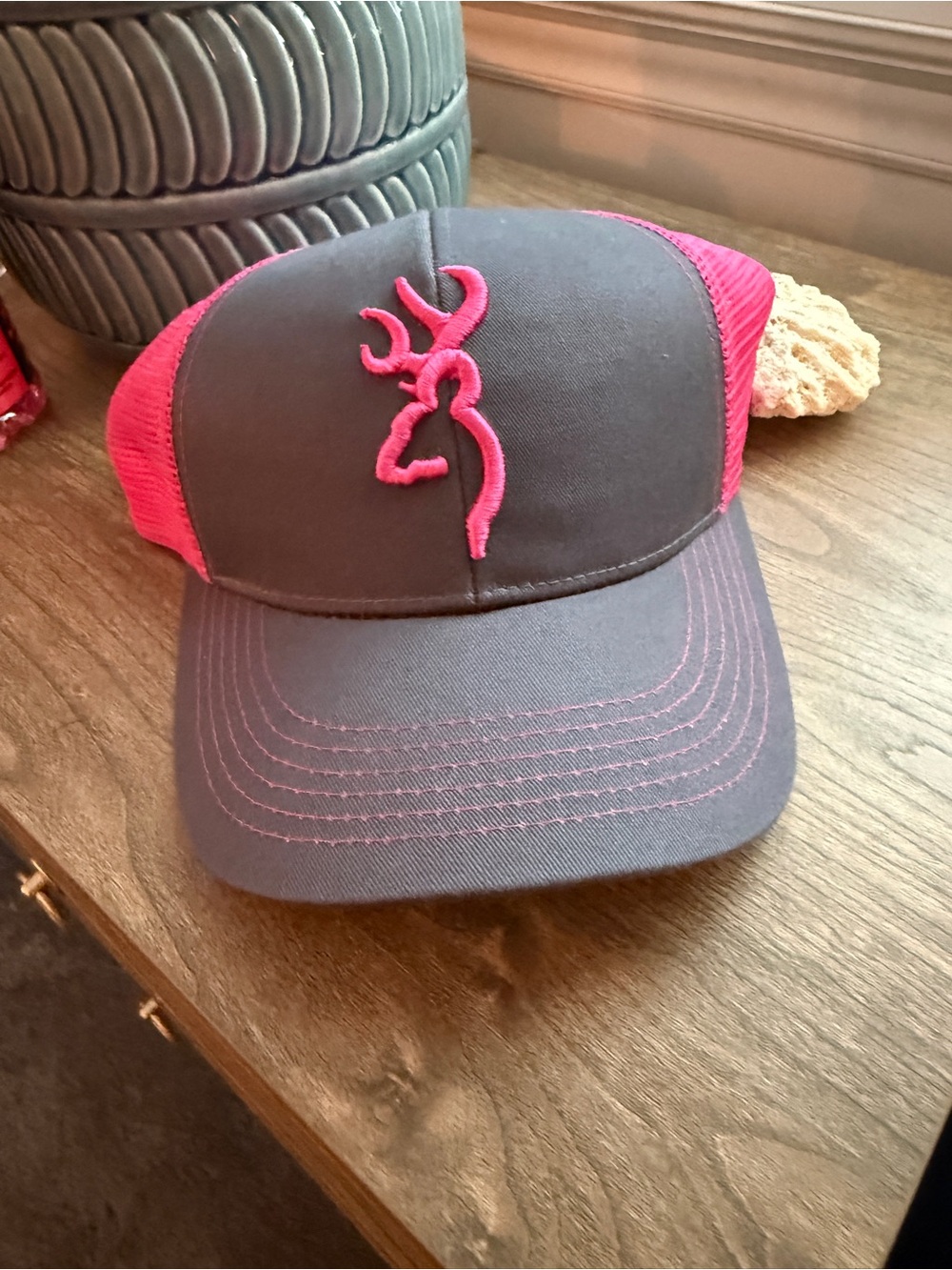 Browning Hot Pink and Gray Mesh Trucker Hat
